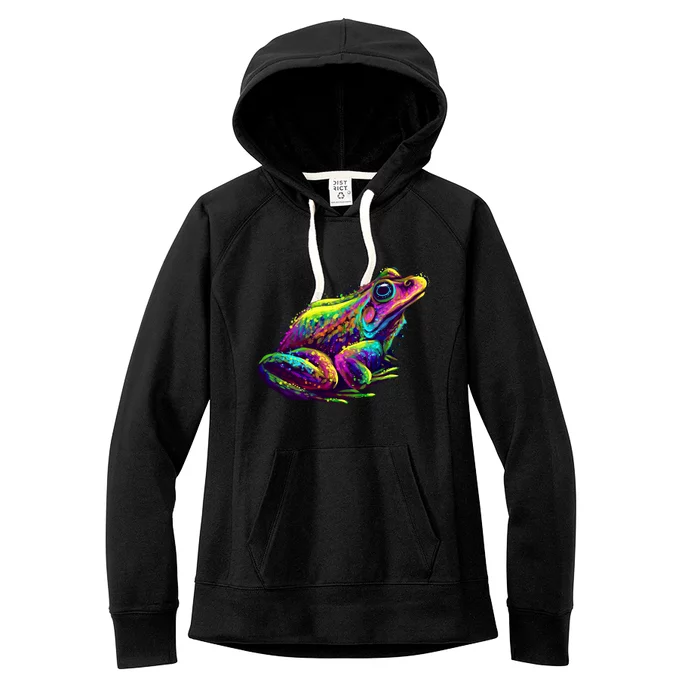 Realistic Colorful Frog Abstract Pose Women's Fleece Hoodie