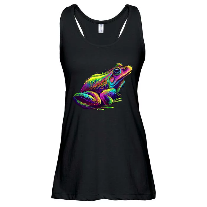 Realistic Colorful Frog Abstract Pose Ladies Essential Flowy Tank