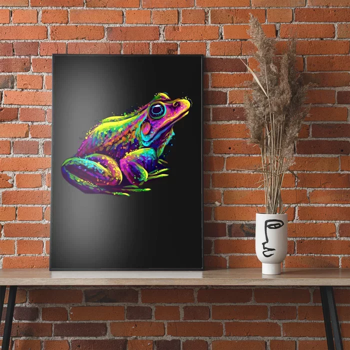 Realistic Colorful Frog Abstract Pose Poster