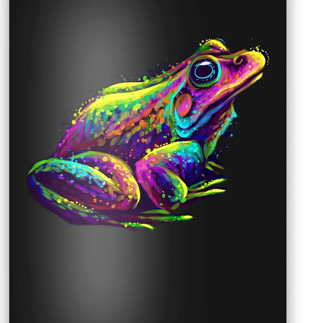 Realistic Colorful Frog Abstract Pose Poster