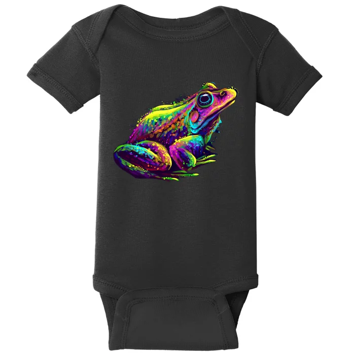 Realistic Colorful Frog Abstract Pose Baby Bodysuit