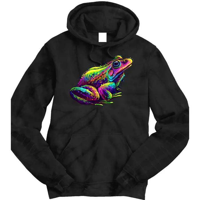 Realistic Colorful Frog Abstract Pose Tie Dye Hoodie