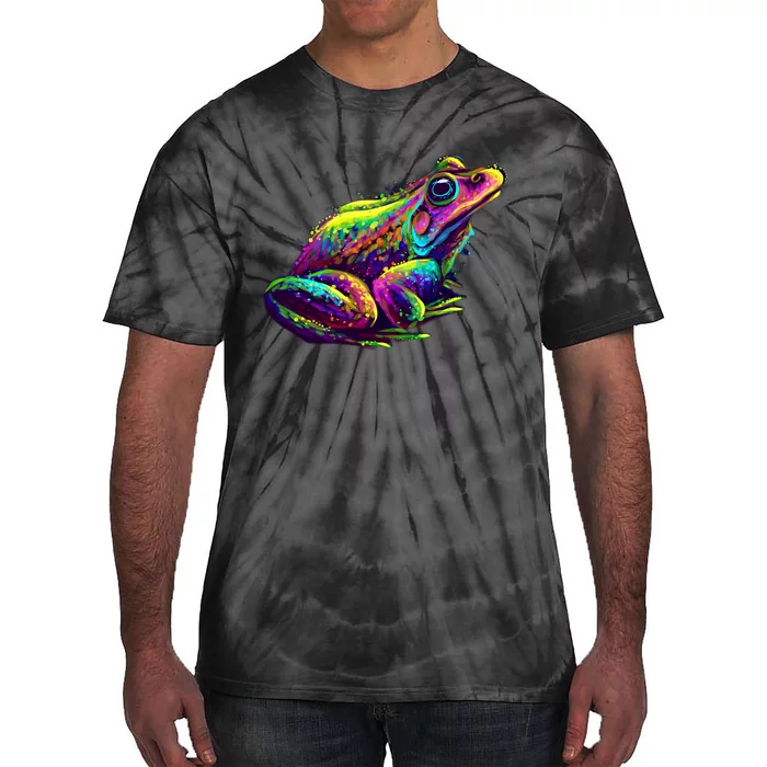 Realistic Colorful Frog Abstract Pose Tie-Dye T-Shirt