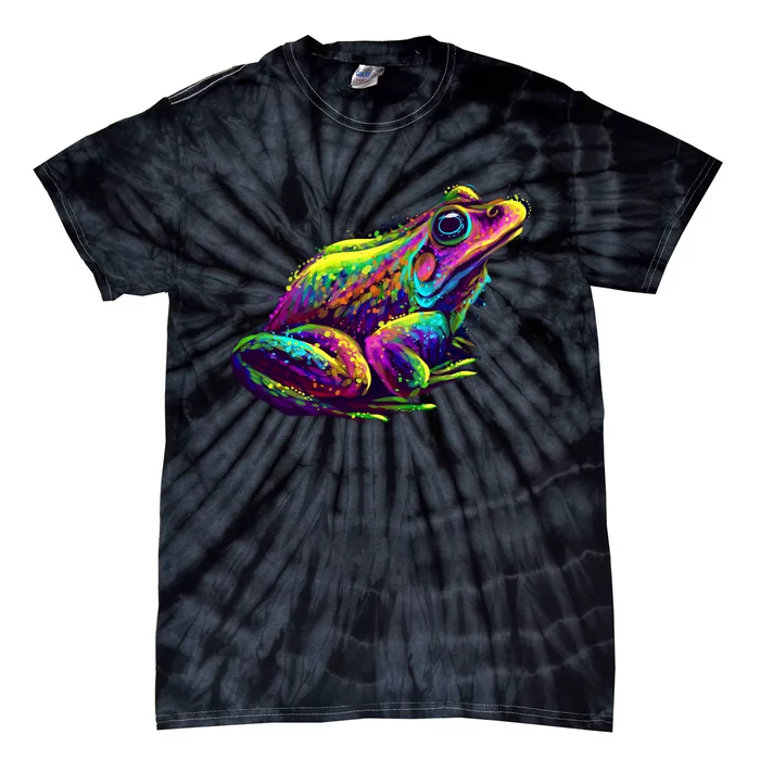 Realistic Colorful Frog Abstract Pose Tie-Dye T-Shirt