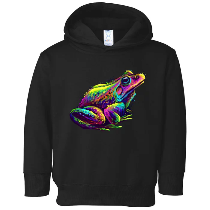 Realistic Colorful Frog Abstract Pose Toddler Hoodie