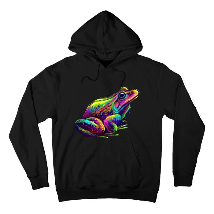 Realistic Colorful Frog Abstract Pose Tall Hoodie