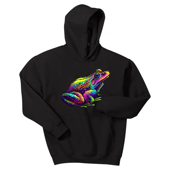 Realistic Colorful Frog Abstract Pose Kids Hoodie