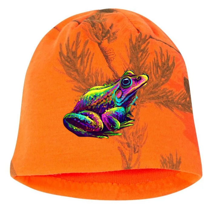 Realistic Colorful Frog Abstract Pose Kati - Camo Knit Beanie