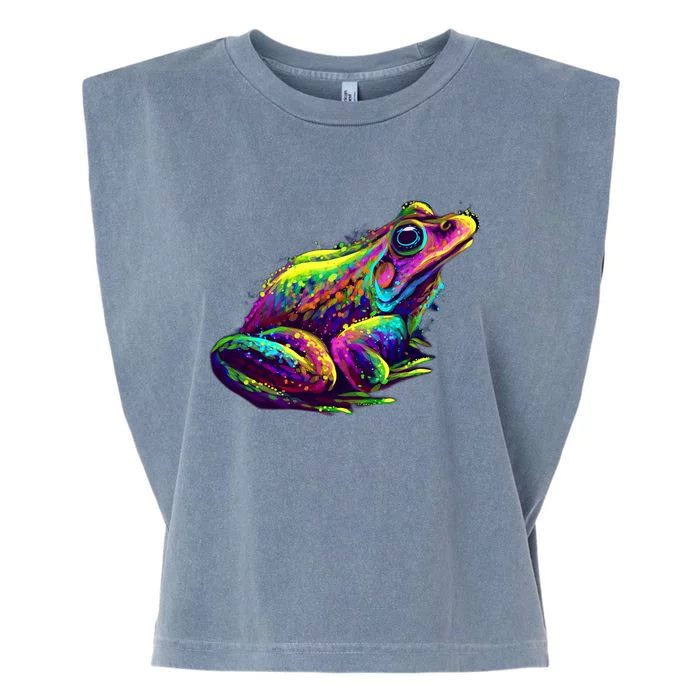 Realistic Colorful Frog Abstract Pose Garment-Dyed Women's Muscle Tee