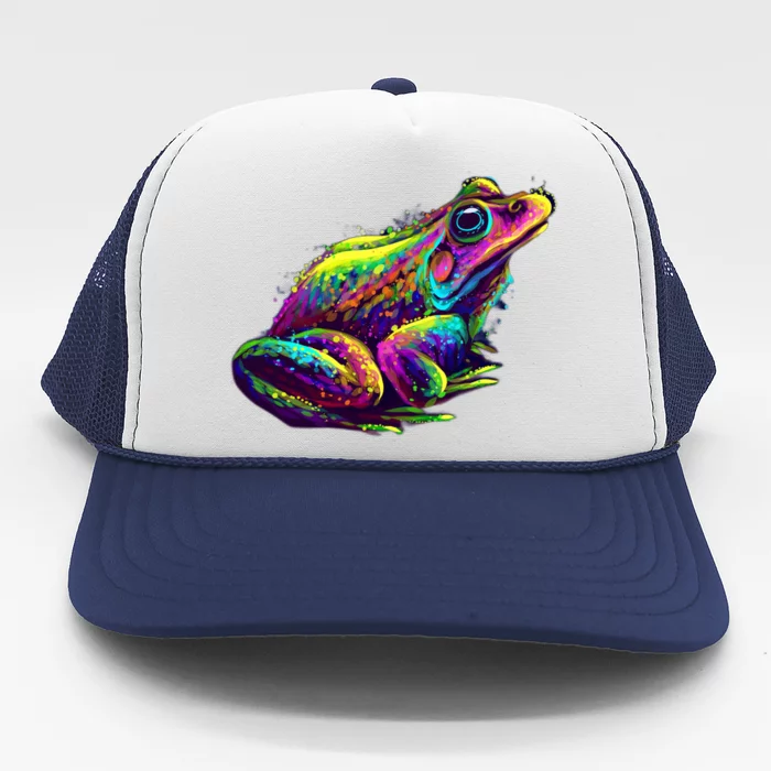 Realistic Colorful Frog Abstract Pose Trucker Hat