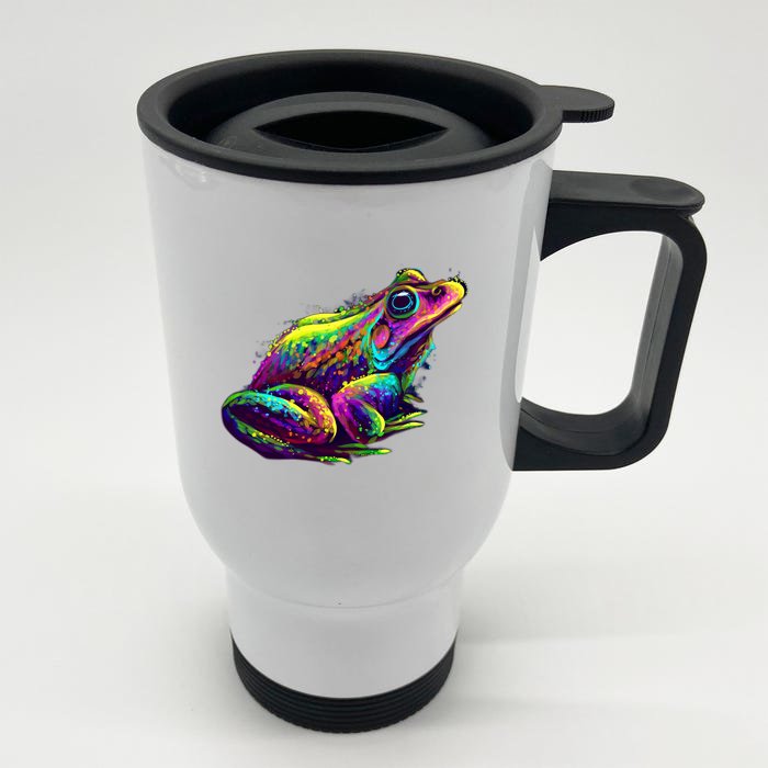 Realistic Colorful Frog Abstract Pose Front & Back Stainless Steel Travel Mug