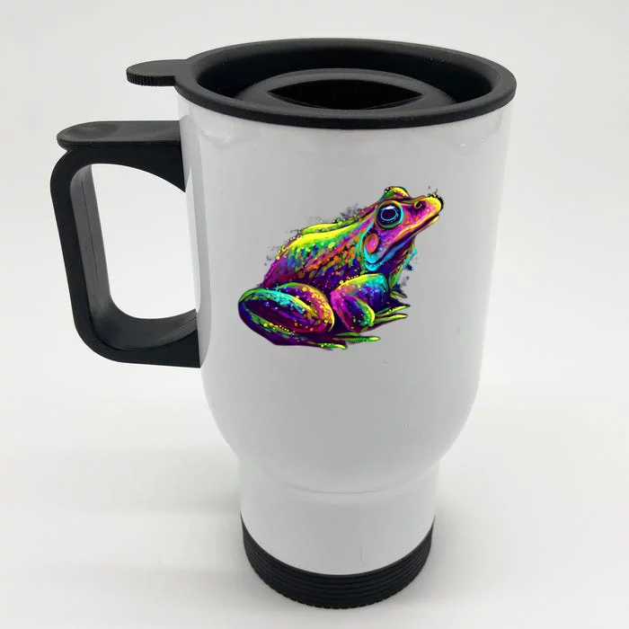 Realistic Colorful Frog Abstract Pose Front & Back Stainless Steel Travel Mug