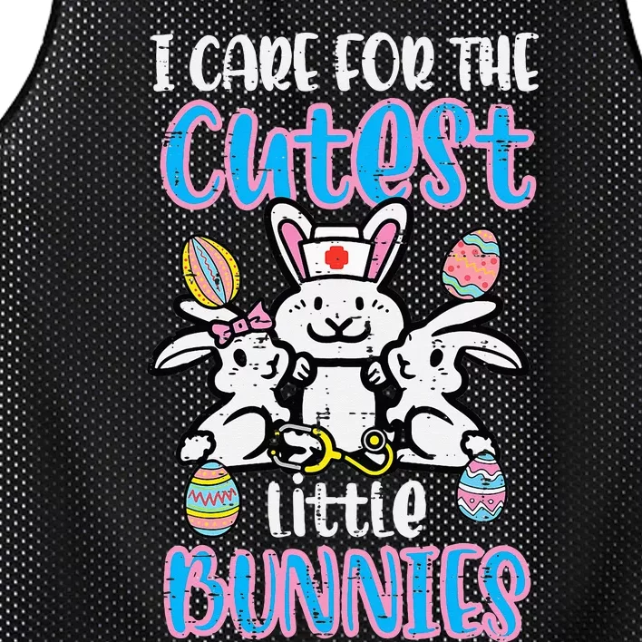 retro Care For Cutest Little Bunnies Easter Nurse Mesh Reversible Basketball Jersey Tank