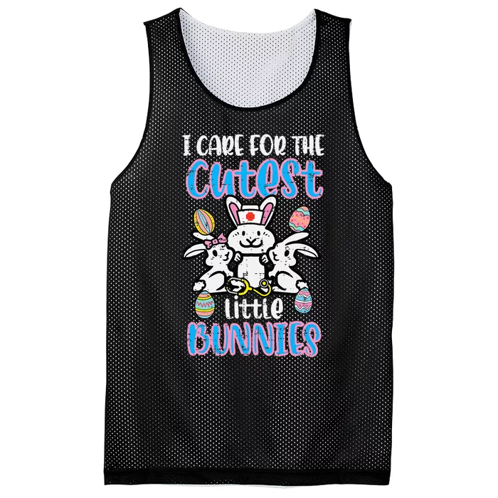 retro Care For Cutest Little Bunnies Easter Nurse Mesh Reversible Basketball Jersey Tank