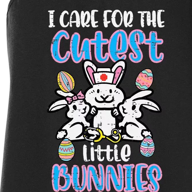 retro Care For Cutest Little Bunnies Easter Nurse Women's Racerback Tank