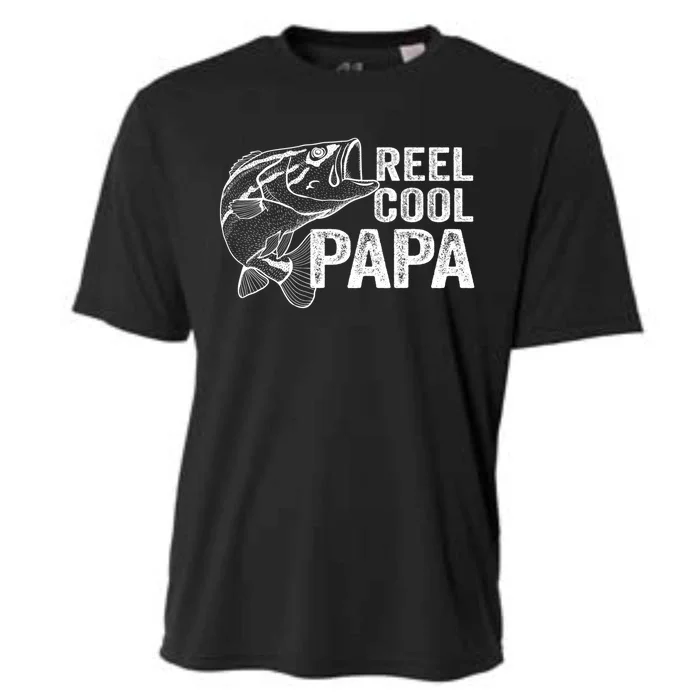 Reel Cool Fishing Gift Papa Grandpa Fisher Bass Gift Cooling Performance Crew T-Shirt