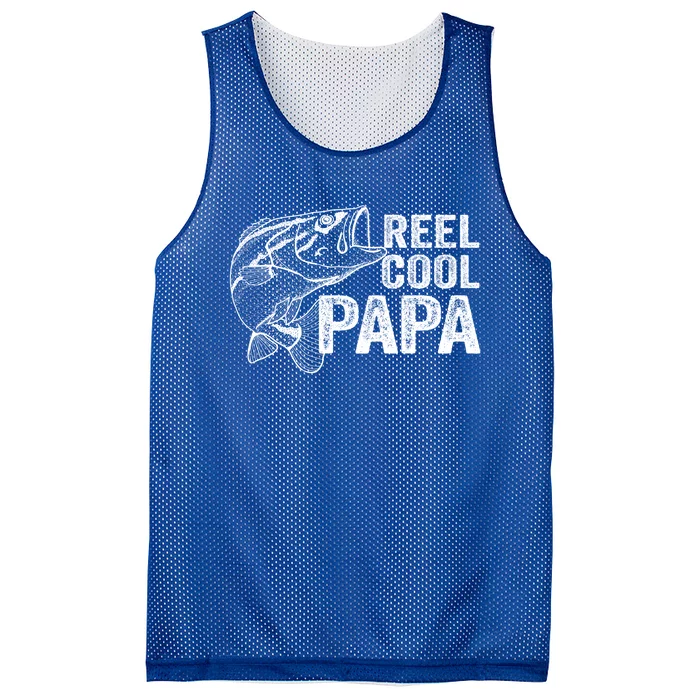 Reel Cool Fishing Gift Papa Grandpa Fisher Bass Gift Mesh Reversible Basketball Jersey Tank