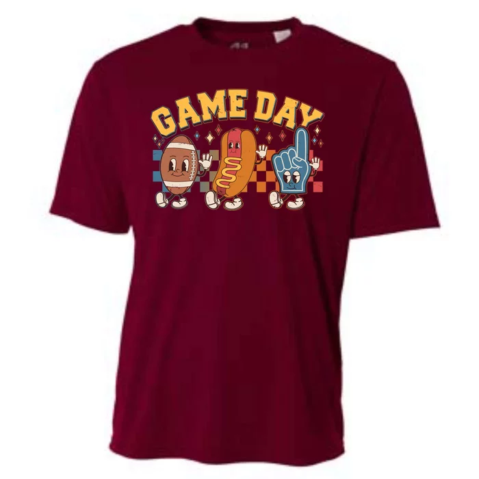 Retro Cartoon Football Game Day Cooling Performance Crew T-Shirt