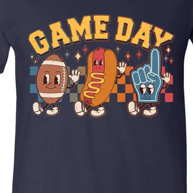 Retro Cartoon Football Game Day V-Neck T-Shirt