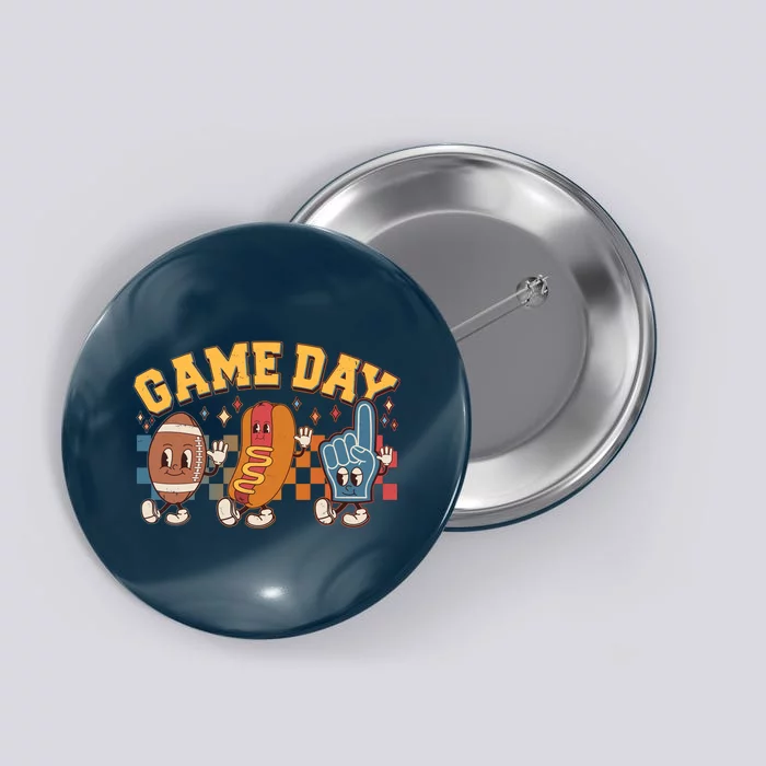 Retro Cartoon Football Game Day Button