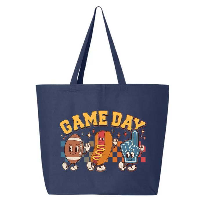 Retro Cartoon Football Game Day 25L Jumbo Tote