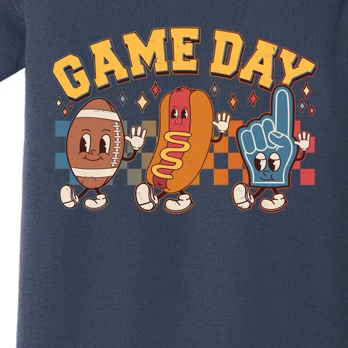 Retro Cartoon Football Game Day Baby Bodysuit