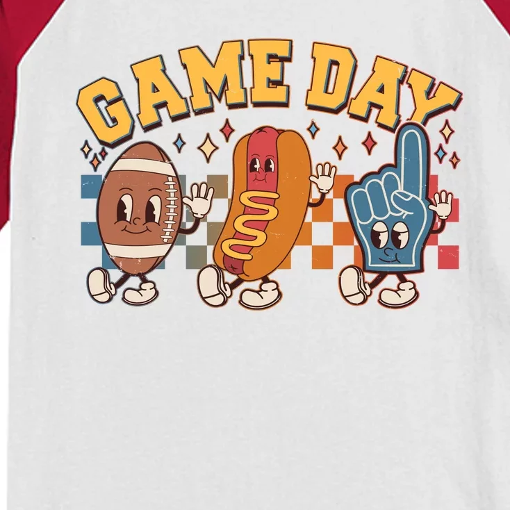 Retro Cartoon Football Game Day Kids Colorblock Raglan Jersey