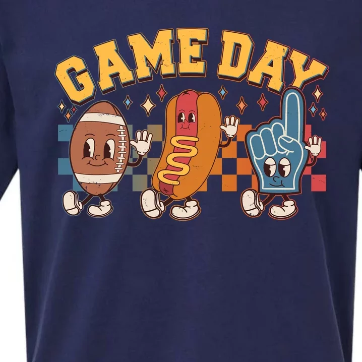 Retro Cartoon Football Game Day Sueded Cloud Jersey T-Shirt