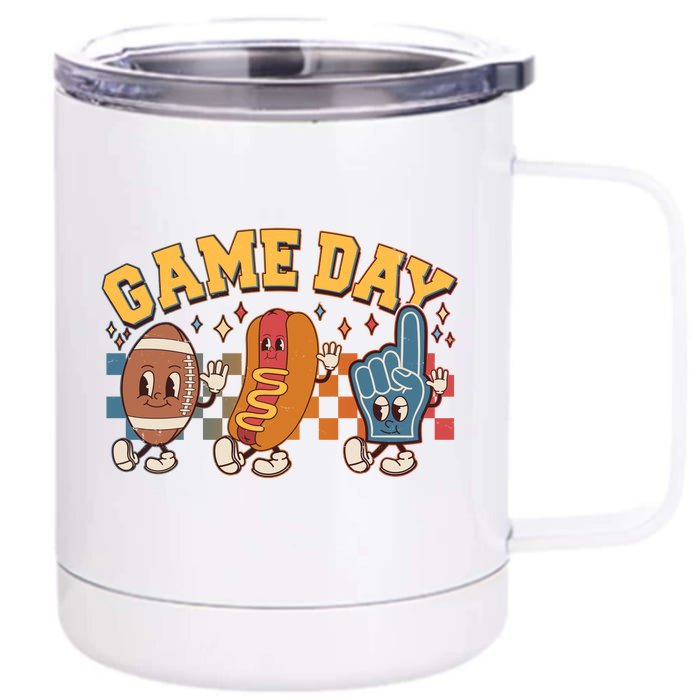 Retro Cartoon Football Game Day Front & Back 12oz Stainless Steel Tumbler Cup