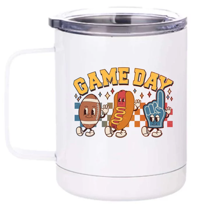 Retro Cartoon Football Game Day Front & Back 12oz Stainless Steel Tumbler Cup