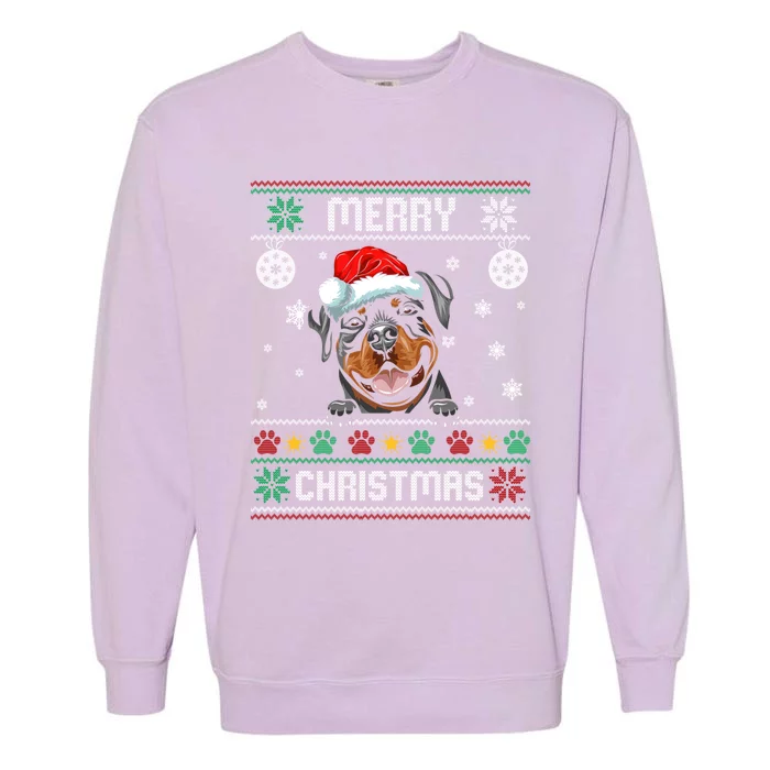 Rottweiler Christmas Funny Dog Lover Xmas Ugly Sweater Meaningful Gift Garment-Dyed Sweatshirt