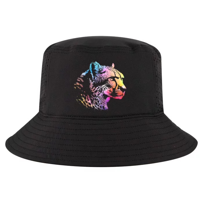 Rainbow Cheetah Face Wildlife Safari Zookeeper Zoologist Cool Comfort Performance Bucket Hat