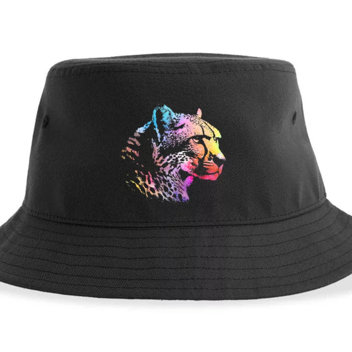 Rainbow Cheetah Face Wildlife Safari Zookeeper Zoologist Sustainable Bucket Hat