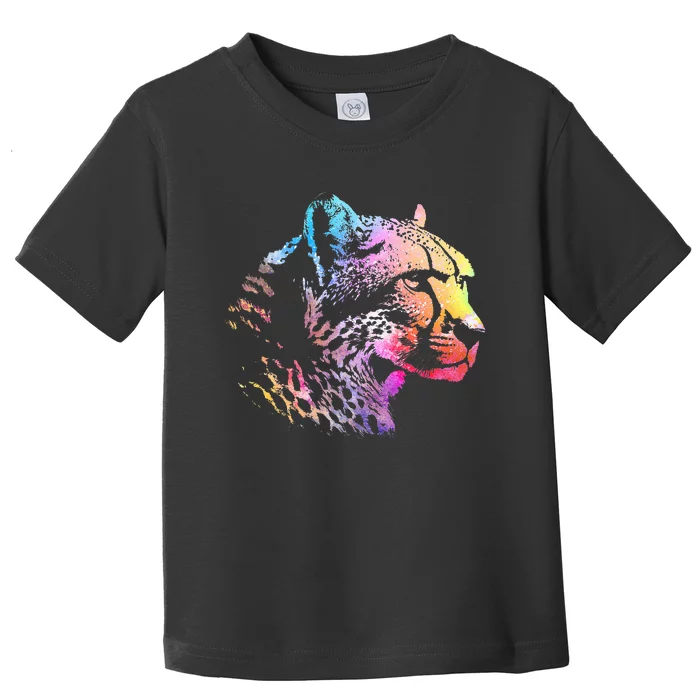 Rainbow Cheetah Face Wildlife Safari Zookeeper Zoologist Toddler T-Shirt