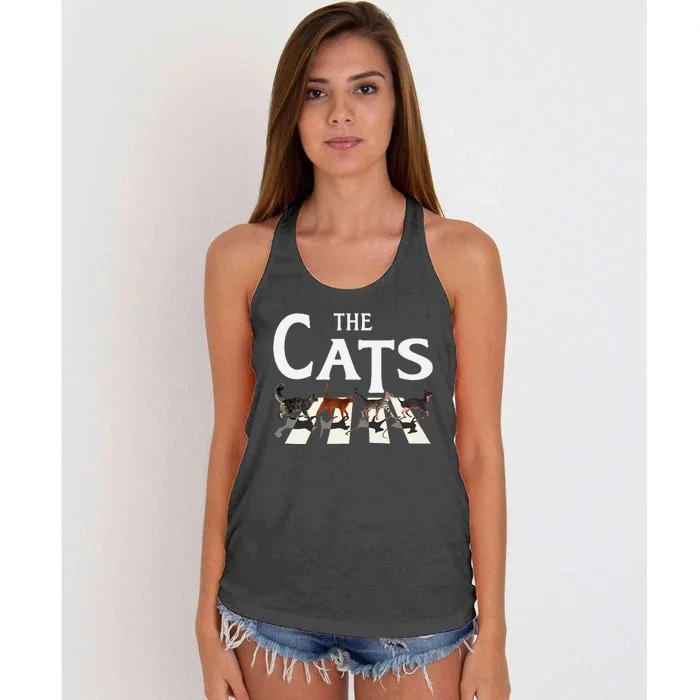 Rockin Cat Funny Music Lover Design Women's Knotted Racerback Tank