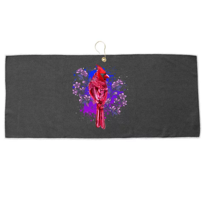 Red Cardinal Floral Bird Watching Flowers Vintage Bird Large Microfiber Waffle Golf Towel