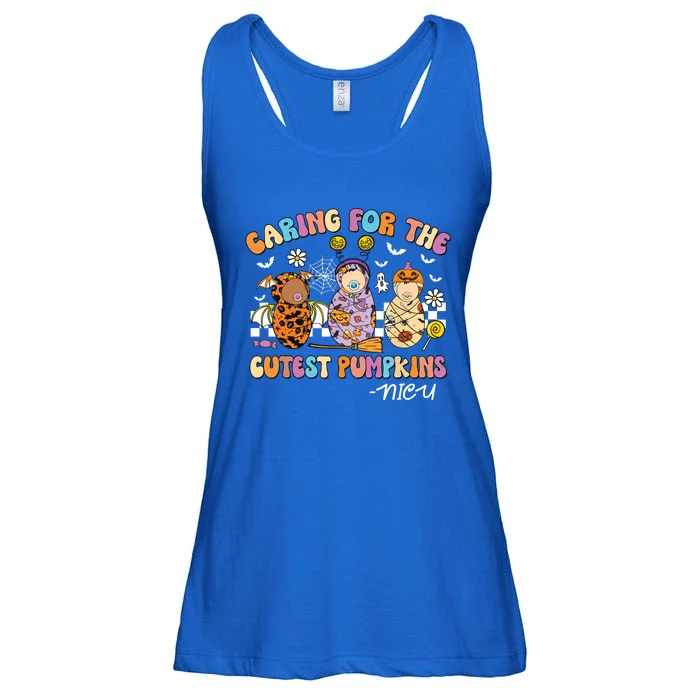 Retro Caring For The Cutest Pumpkins Nicu Nurse Halloween Ladies Essential Flowy Tank