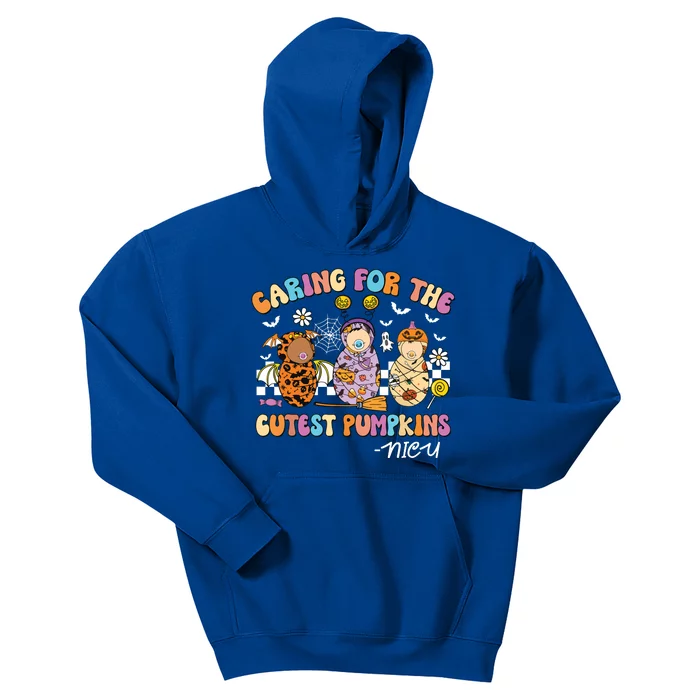 Retro Caring For The Cutest Pumpkins Nicu Nurse Halloween Kids Hoodie