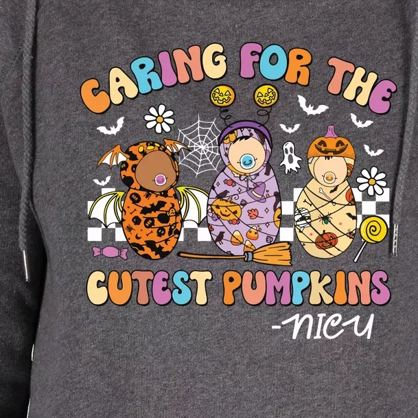 Retro Caring For The Cutest Pumpkins Nicu Nurse Halloween Womens Funnel Neck Pullover Hood