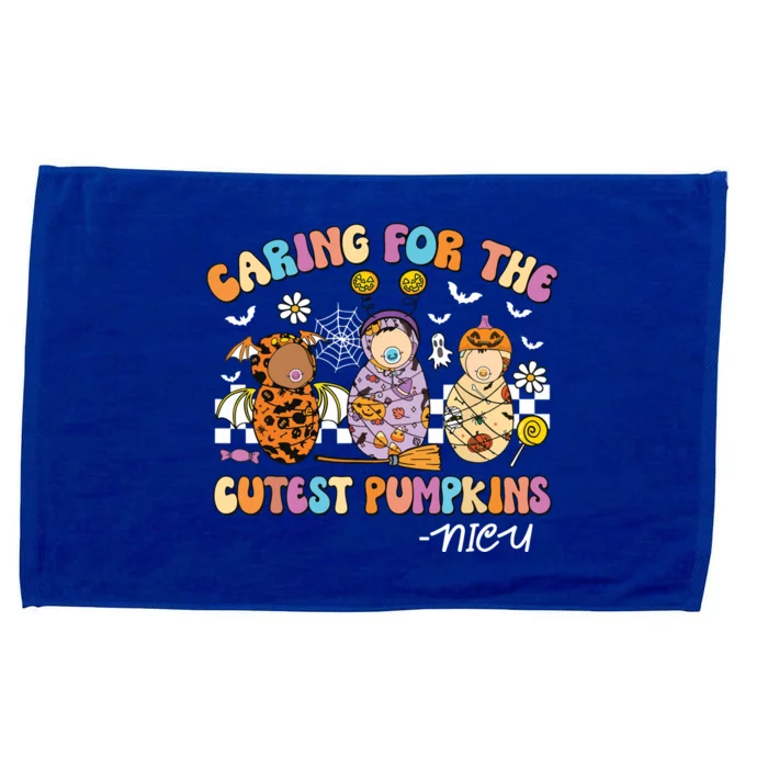 Retro Caring For The Cutest Pumpkins Nicu Nurse Halloween Microfiber Hand Towel