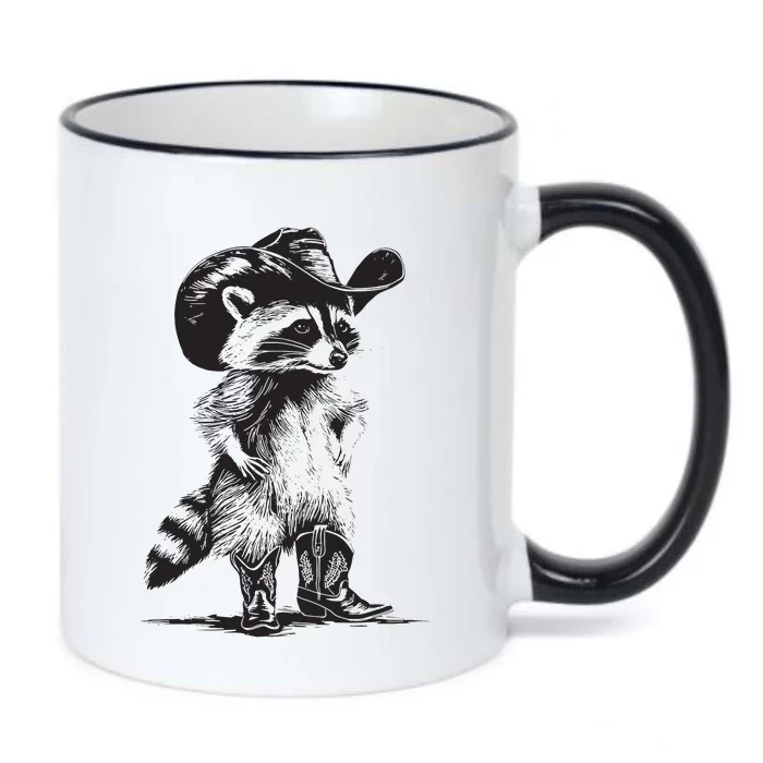 Racoon Cowboy Funny Racoon Graphic Meme Black Color Changing Mug