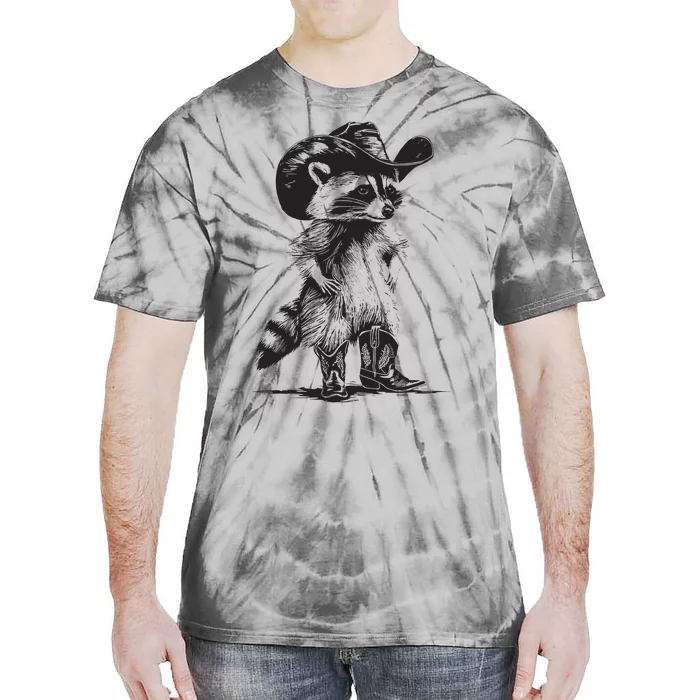 Racoon Cowboy Funny Racoon Graphic Meme Tie-Dye T-Shirt