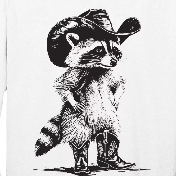 Racoon Cowboy Funny Racoon Graphic Meme Tall Long Sleeve T-Shirt