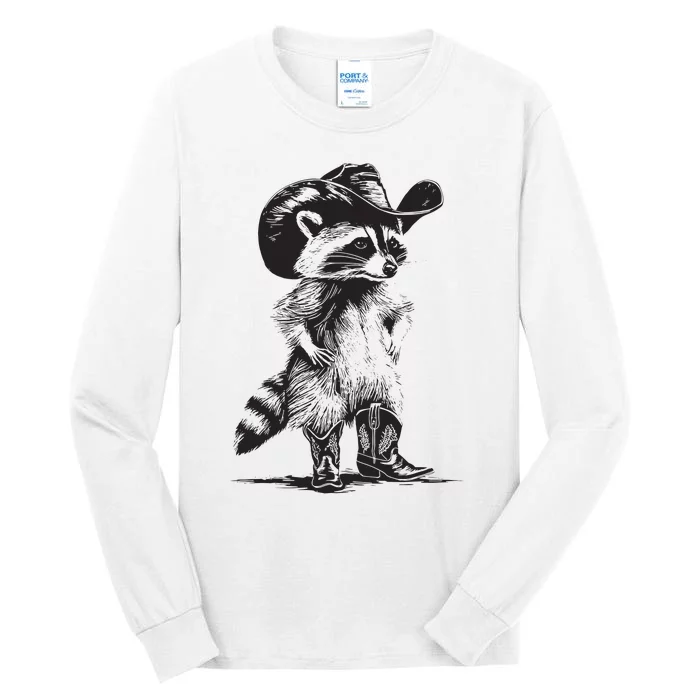 Racoon Cowboy Funny Racoon Graphic Meme Tall Long Sleeve T-Shirt