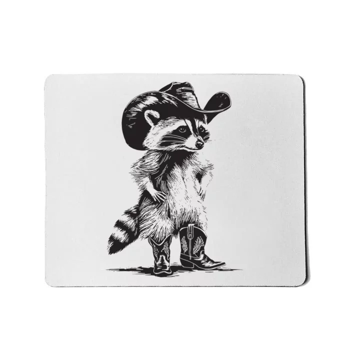 Racoon Cowboy Funny Racoon Graphic Meme Mousepad