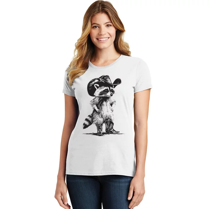 Racoon Cowboy Funny Racoon Graphic Meme Women's T-Shirt