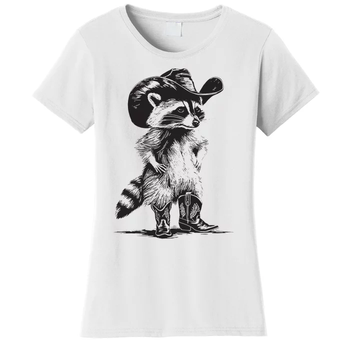 Racoon Cowboy Funny Racoon Graphic Meme Women's T-Shirt