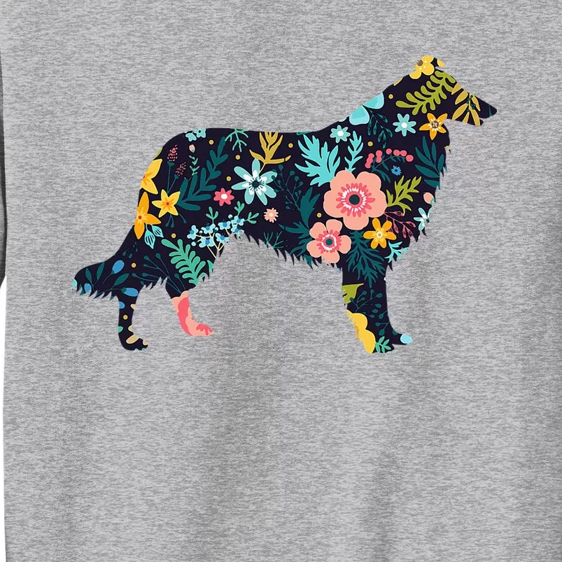 Rough Collie Floral Dog Silhouette Graphic Tall Sweatshirt