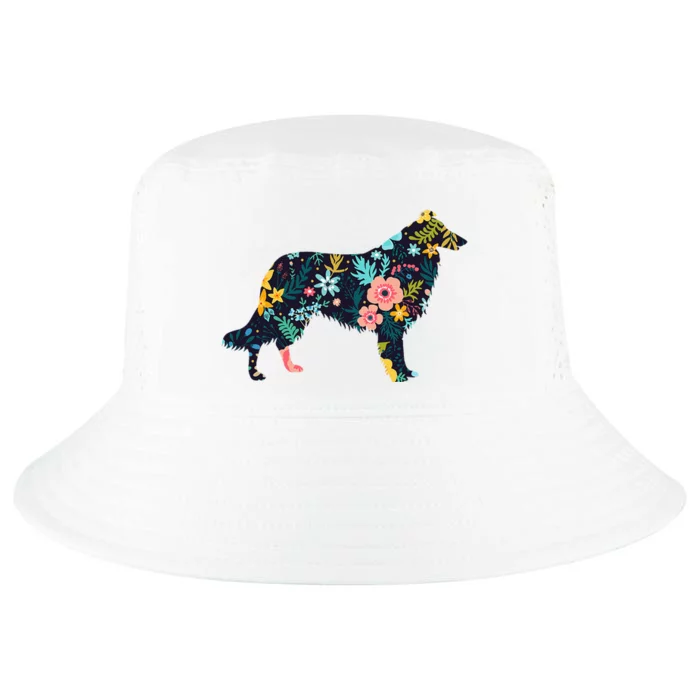 Rough Collie Floral Dog Silhouette Graphic Cool Comfort Performance Bucket Hat