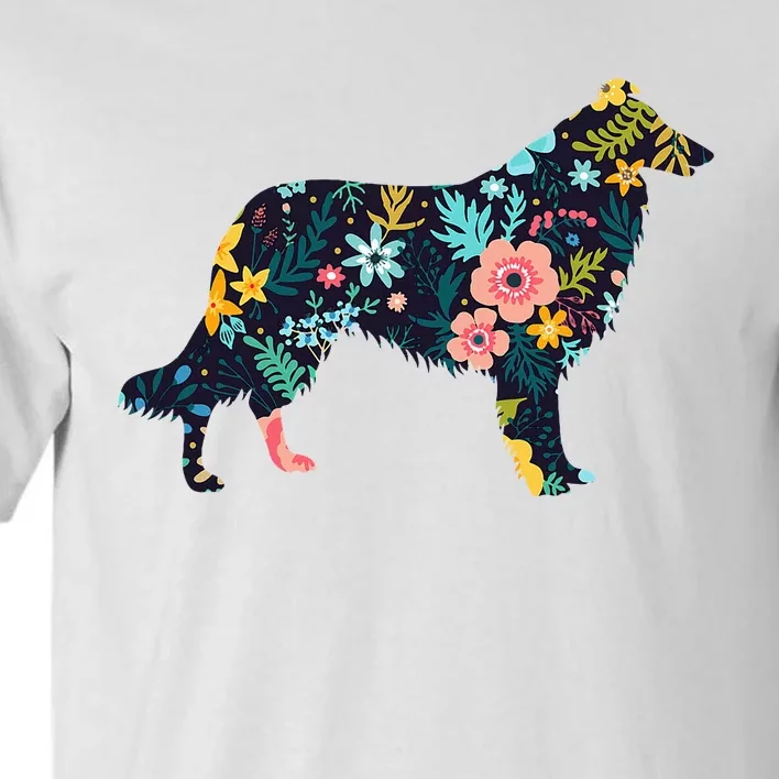 Rough Collie Floral Dog Silhouette Graphic Tall T-Shirt